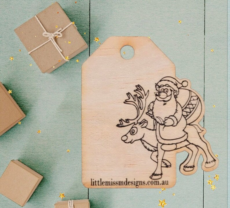 Wooden Christmas Gift Tags Reusable Pack of 6 handmade with chalk