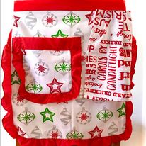 Christmas Waist Apron with Hand Towel and Pocket- Christmas Baubles