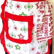 Christmas Waist Apron with Hand Towel and Pocket- Christmas Baubles