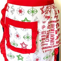 Christmas Waist Apron with Hand Towel and Pocket- Christmas Baubles