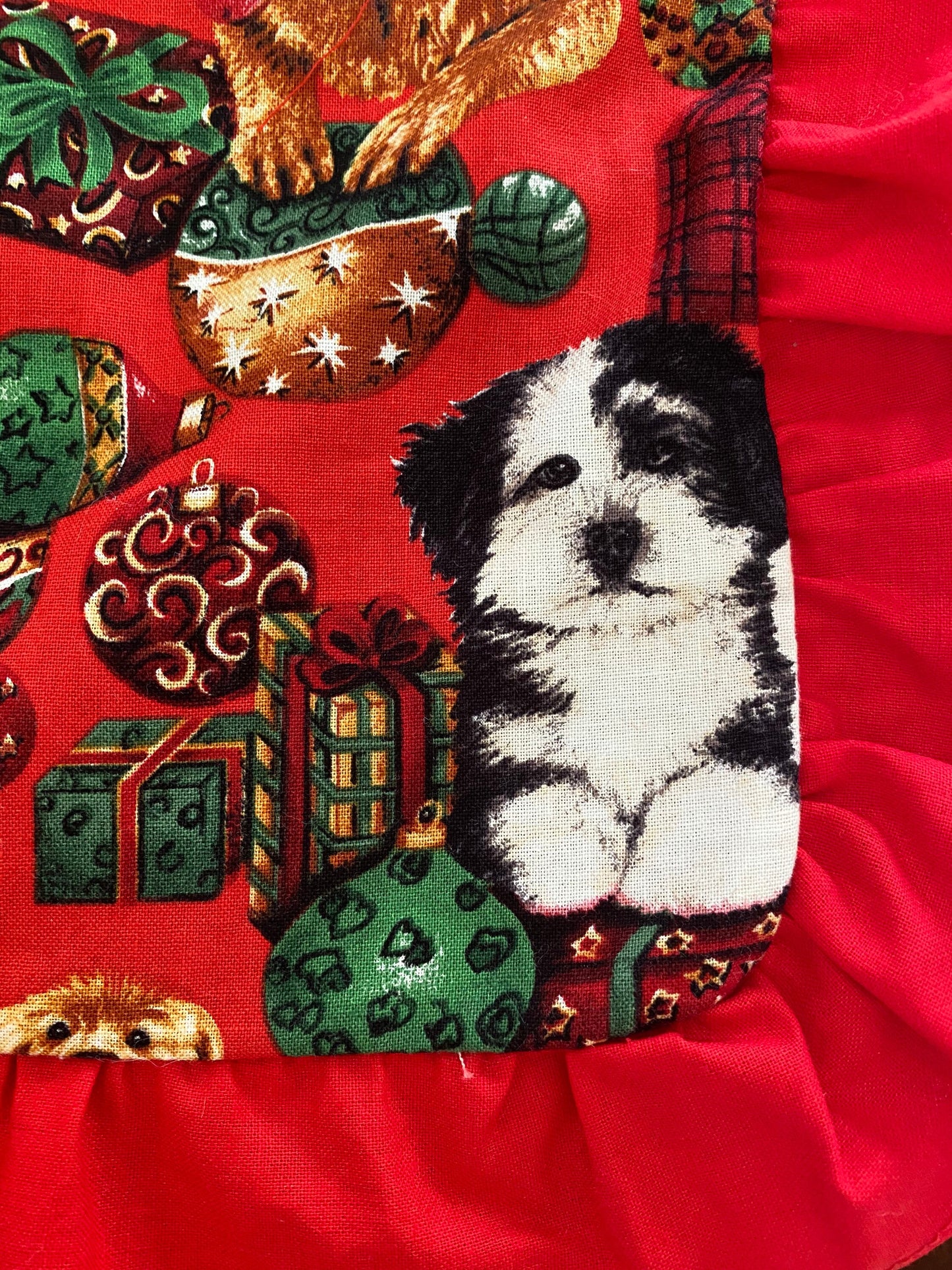 Christmas Waist Apron with Hand Towel and Pocket- Doggy Print