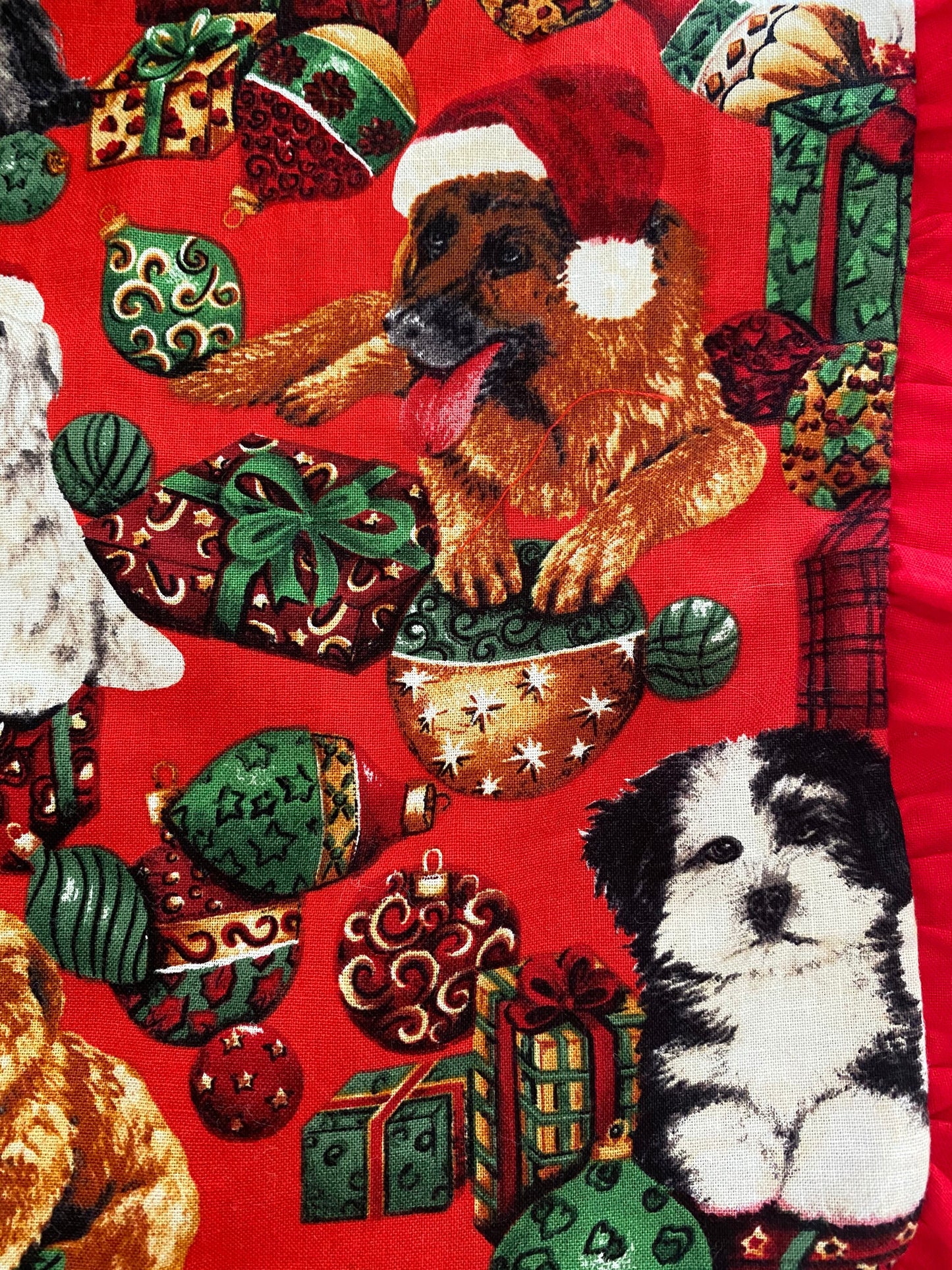 Christmas Waist Apron with Hand Towel and Pocket- Doggy Print