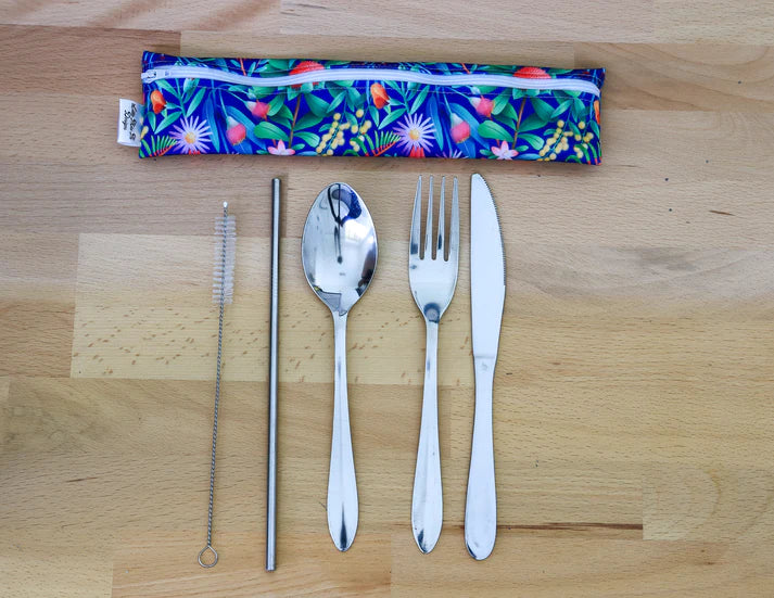 Handmade Cutlery Pouch with Reusable Cutlery Set Xo's