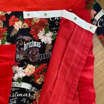 Christmas Waist Apron with Hand Towel and Pocket- "Pink and Red Poinsettias" Print