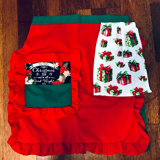 Christmas Waist Apron with Hand Towel and Pocket- Plain red